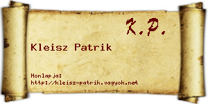 Kleisz Patrik névjegykártya